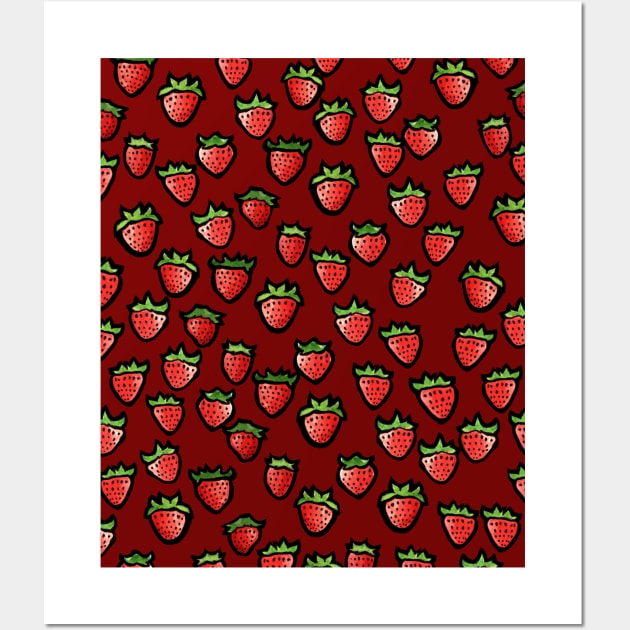 Strawberries Strawberry Cascade Wall Art by bubbsnugg